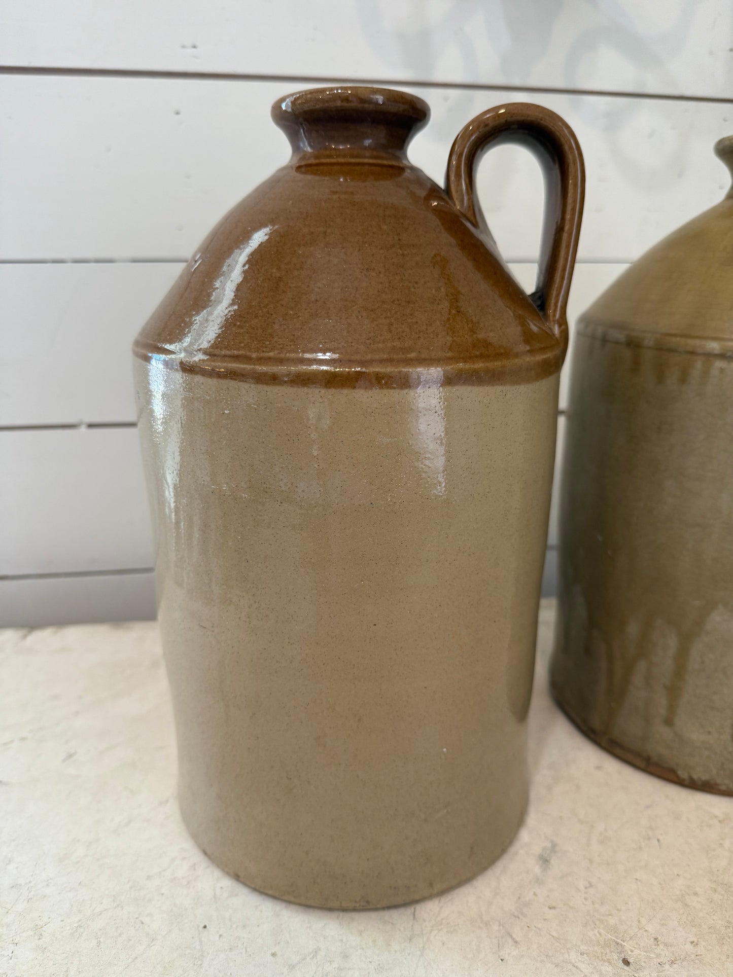 Large Antique Vintage English Stoneware Earthenwarw Flagon - sold individually