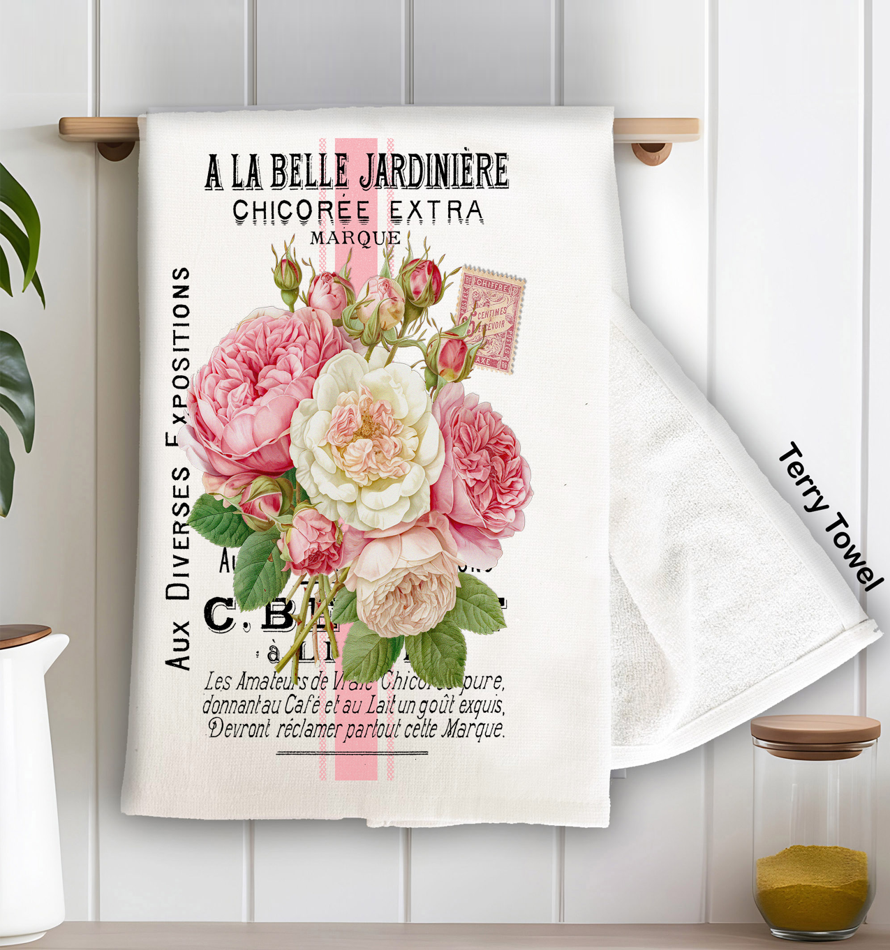 Tea Towel Vintage Shabby Chic French Roses Kitchen