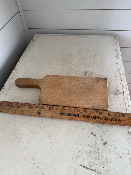 Vintage Wood Cutting Board with Offset Handle - as is