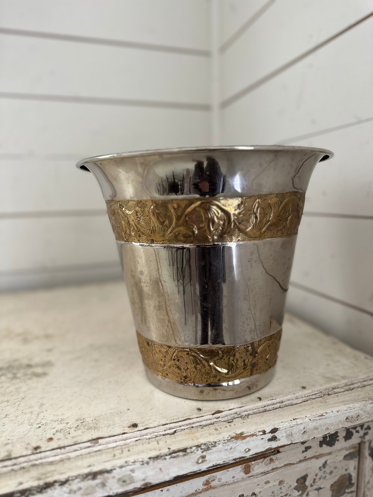 Stainless Steel and Brass Bucket