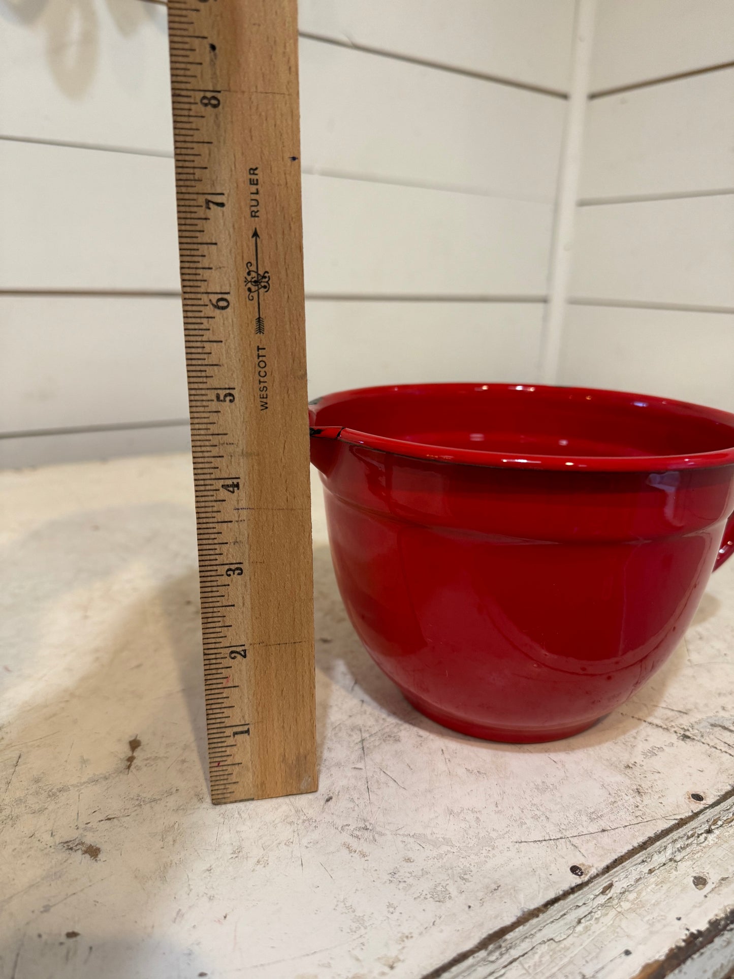 Red Enameled Farmhouse Batter Bowl 1.5 quart