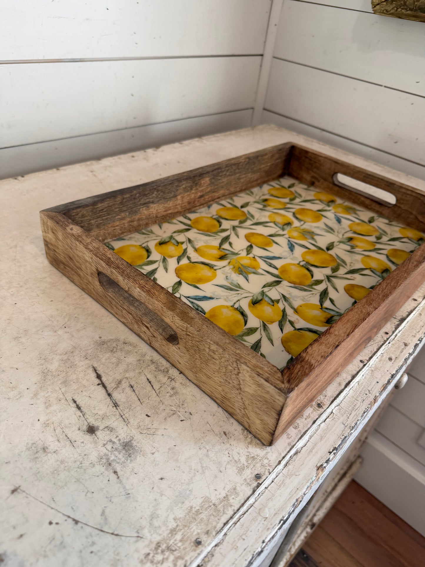 Wooden Tray with lemons