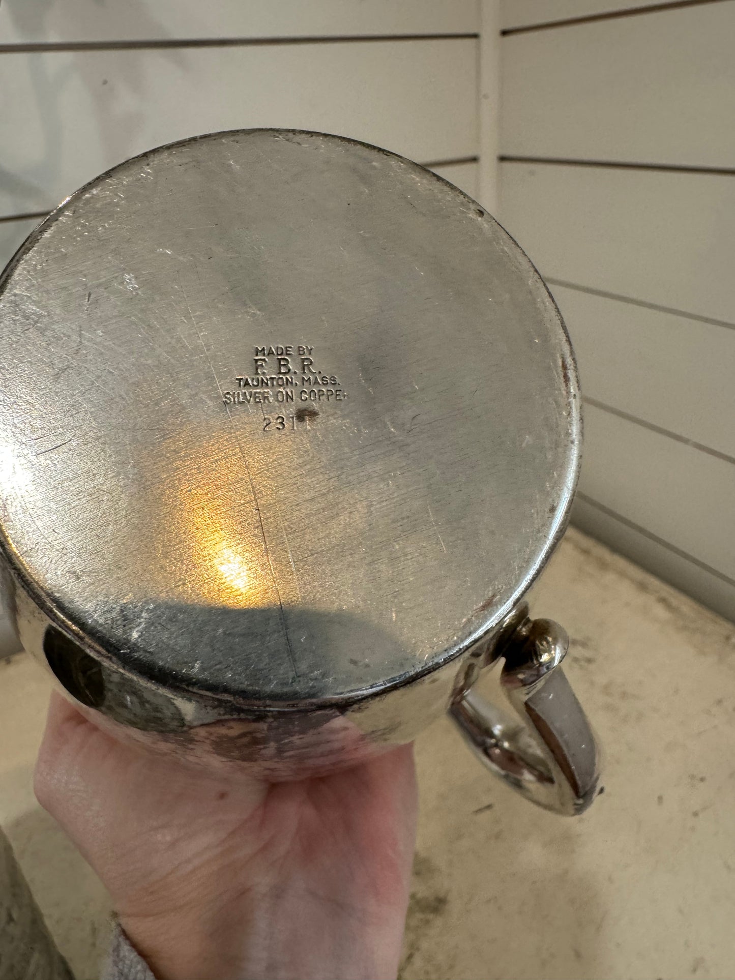 Tarnished Silver Kettle missing Lid - Silver over Copper