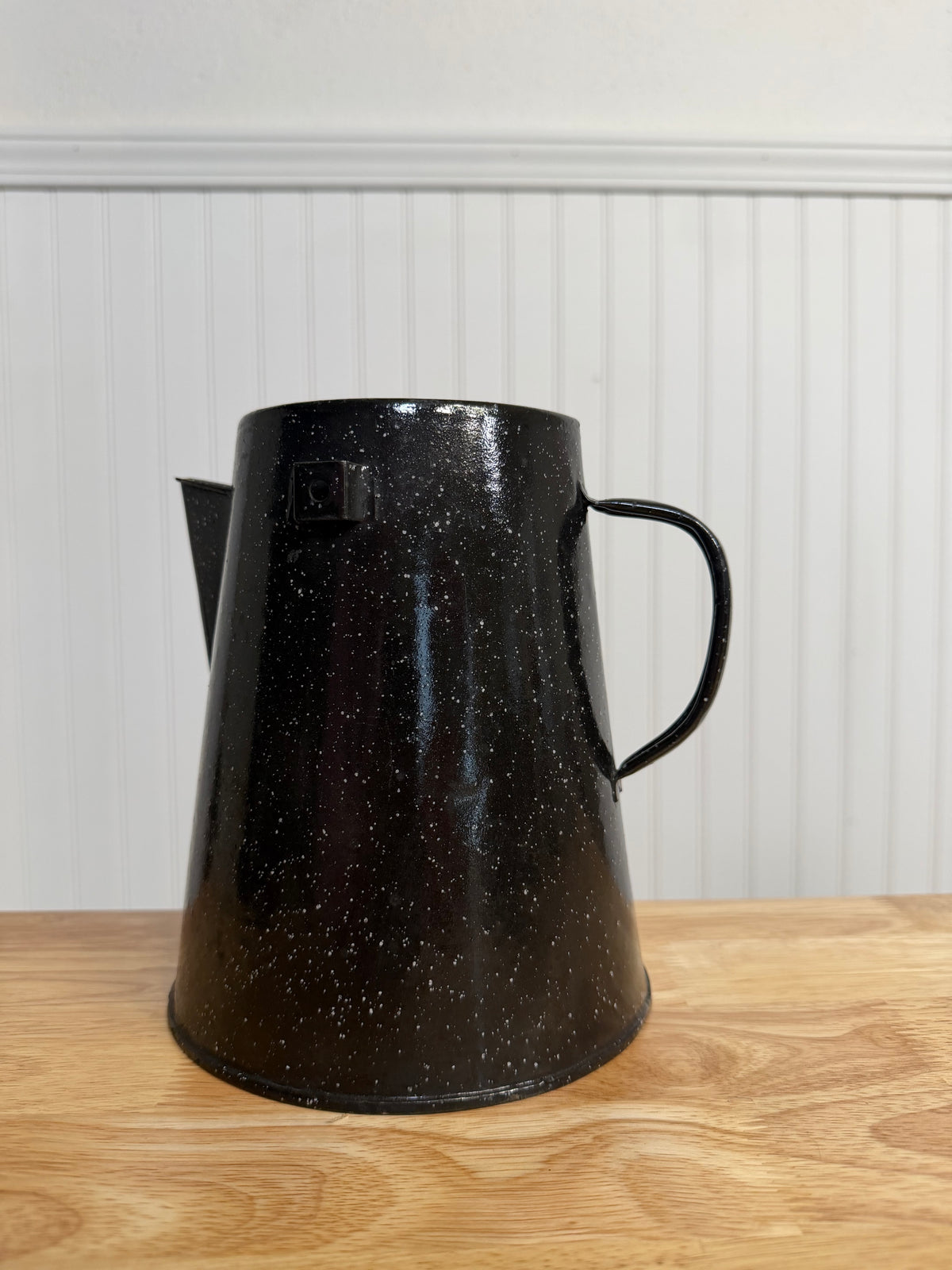 Vintage Black Speckled Enamel Coffee Pot - no lid