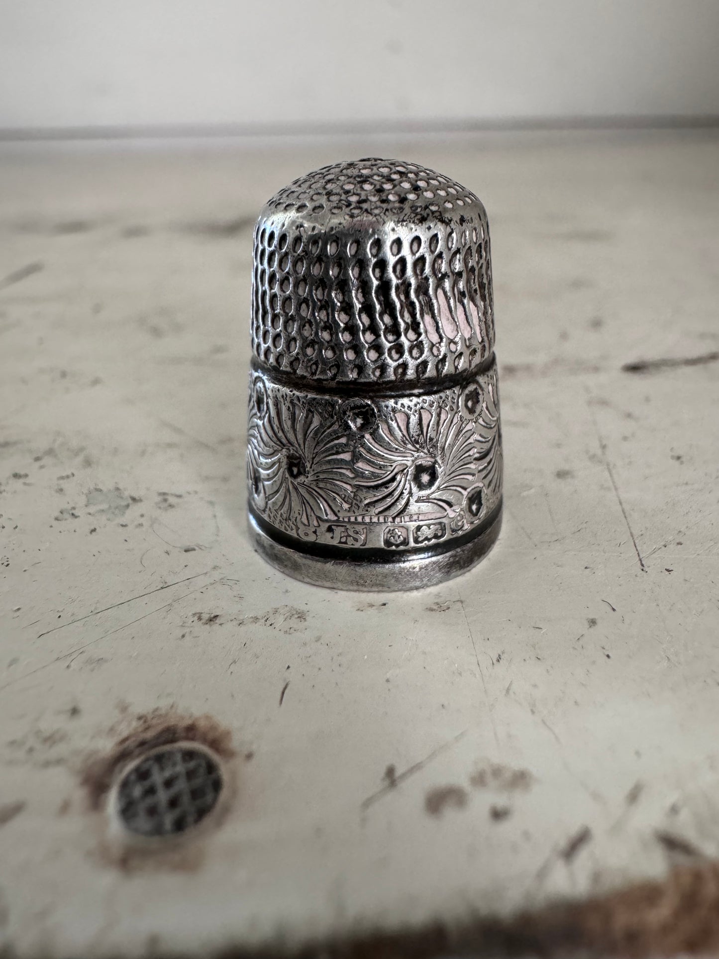 Sterling Silver Hand Made Thimble  (Makers Mark Pictured)