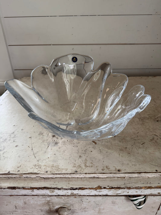 Vintage Crystal art glass bowl, by Royal Copenhagen and designed by Per Lütken for Holmegaard