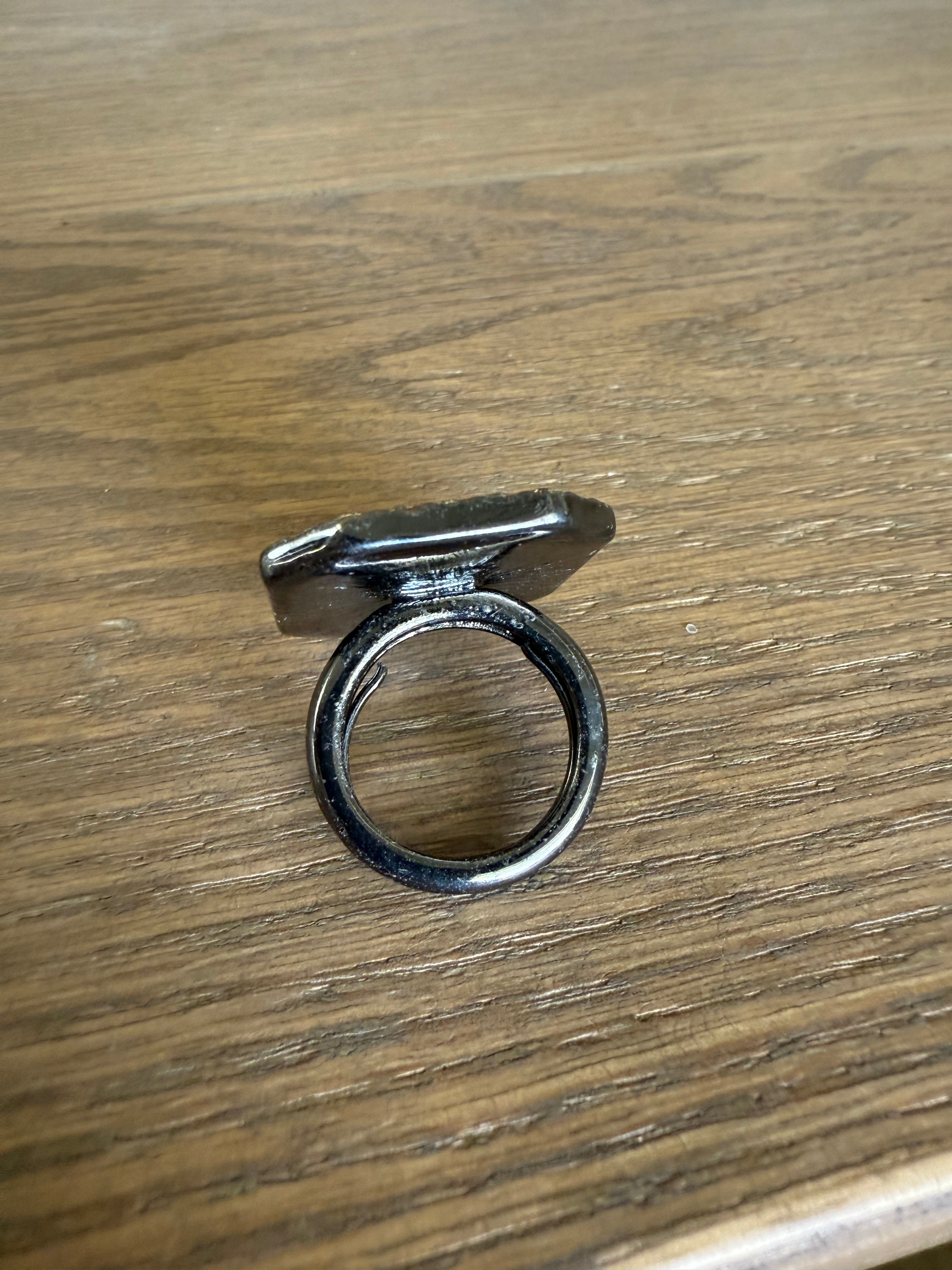 Black and Rhinstone Adjustable Ring