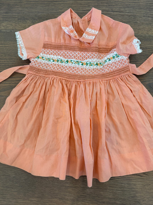 Vintage Homemade Smocked Baby Dress est 3-6mo Good Condition