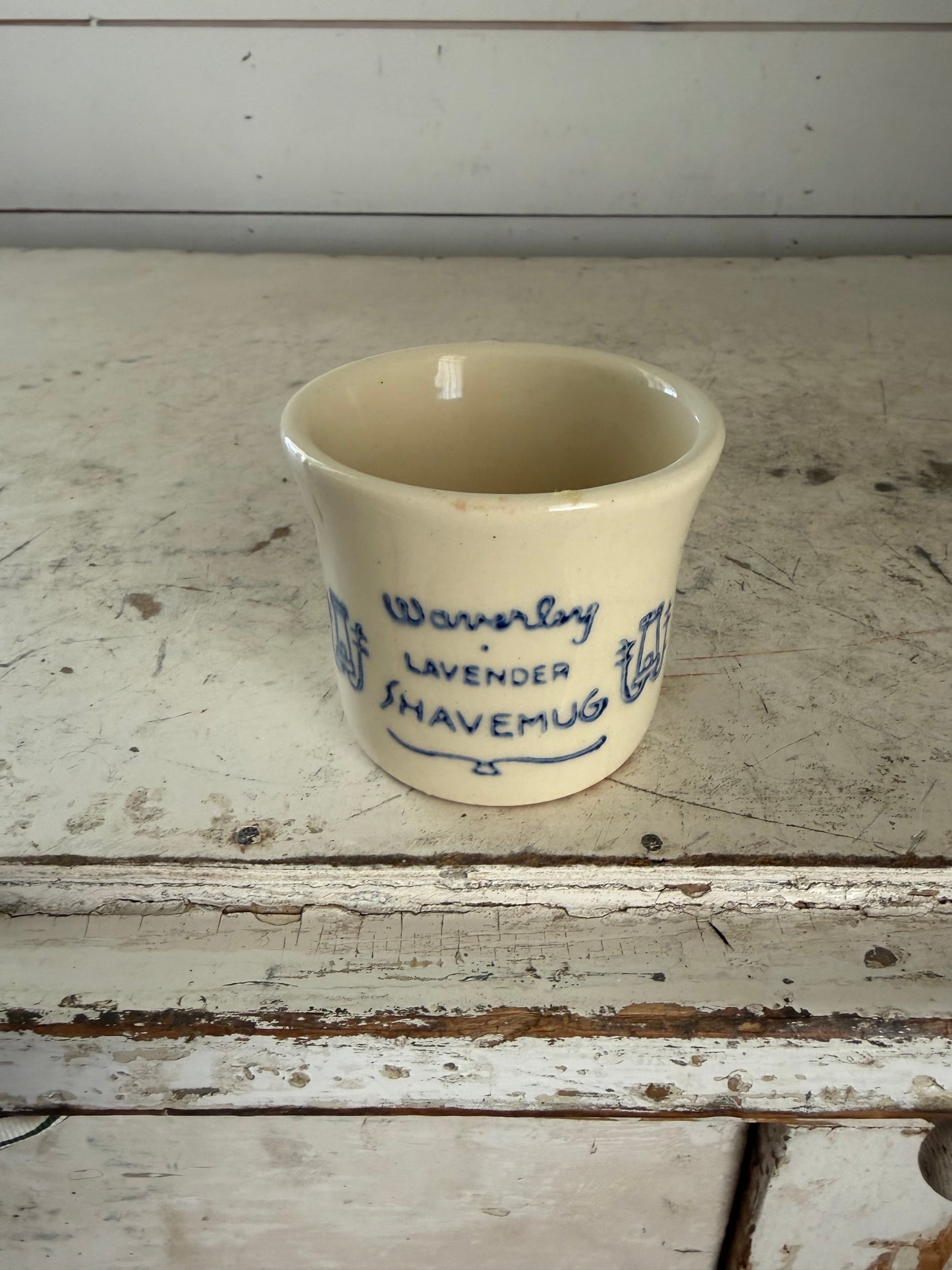 Vintage Waverley Lavender Shave Shaving Mug Barber Shop USA as is crack in handle