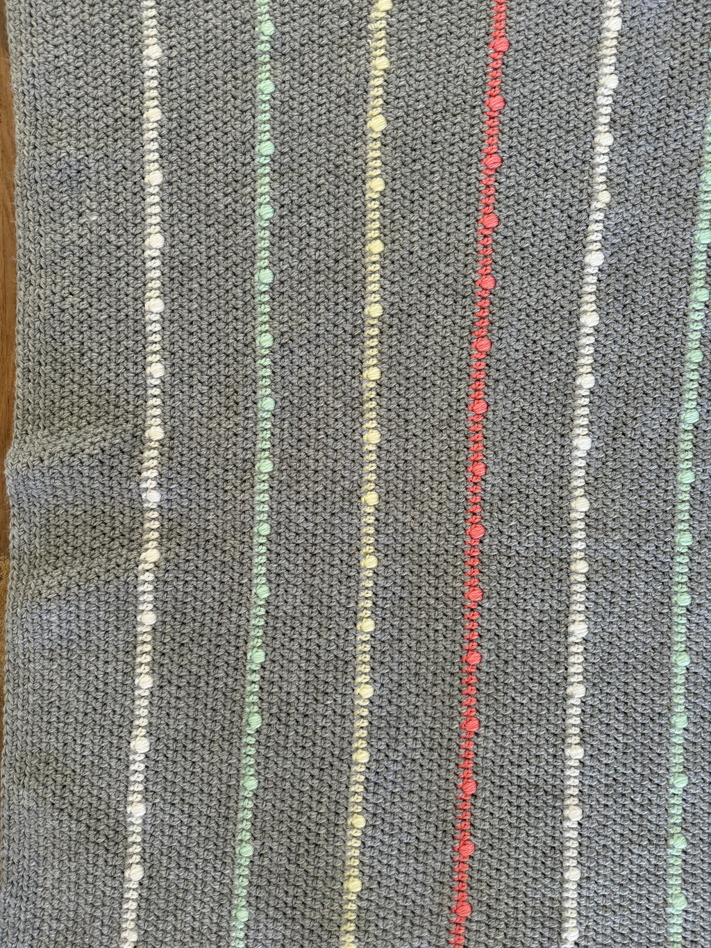 Gray Chain stitch crib afghan