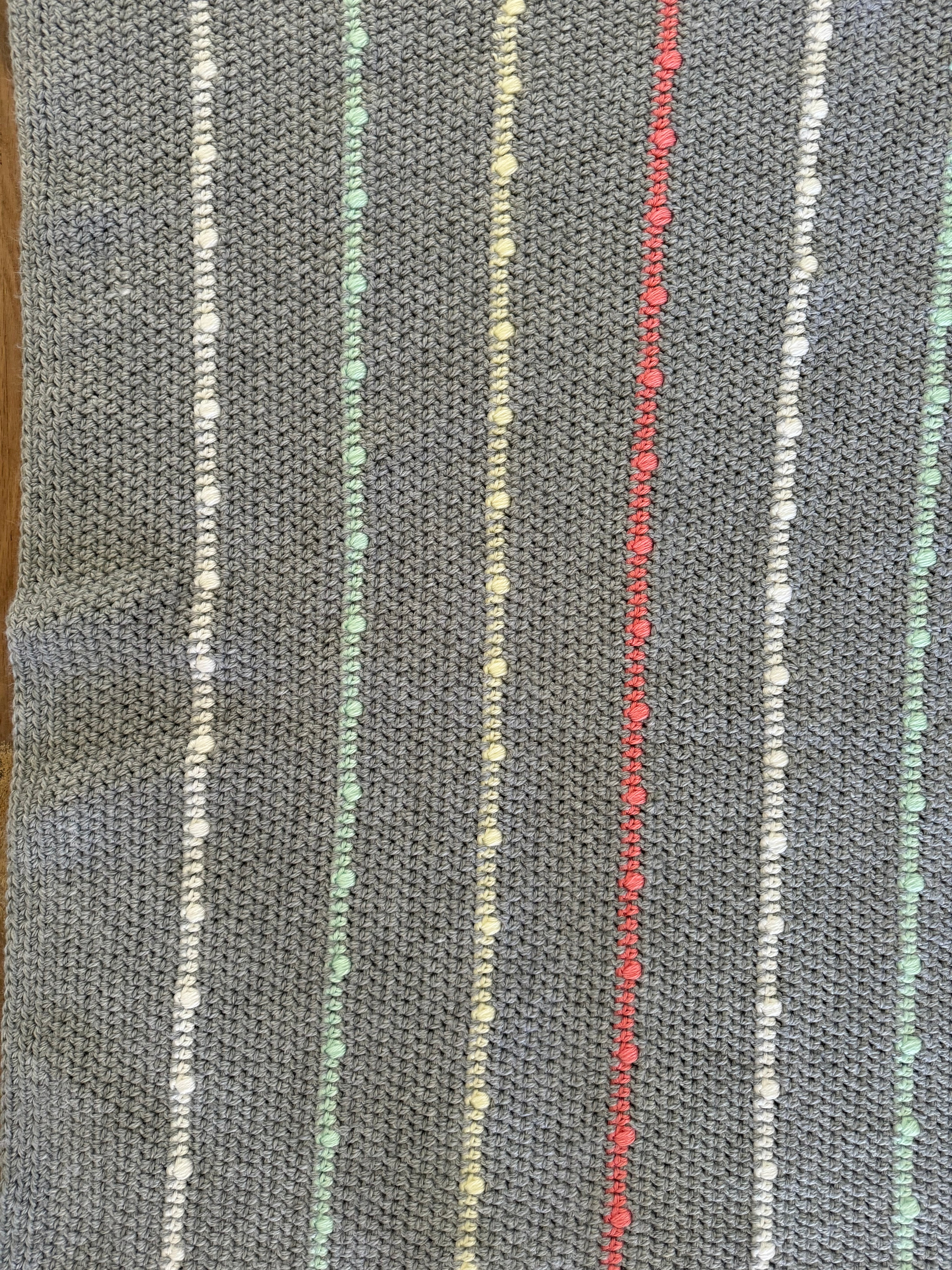Gray Chain stitch crib afghan