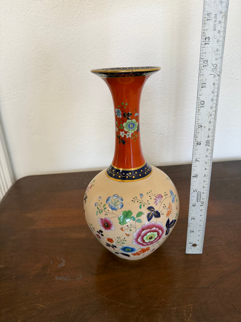 Vintage Porclain Asian Floral Vase