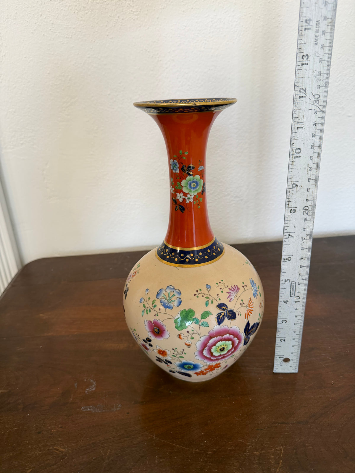 Vintage Porclain Asian Floral Vase