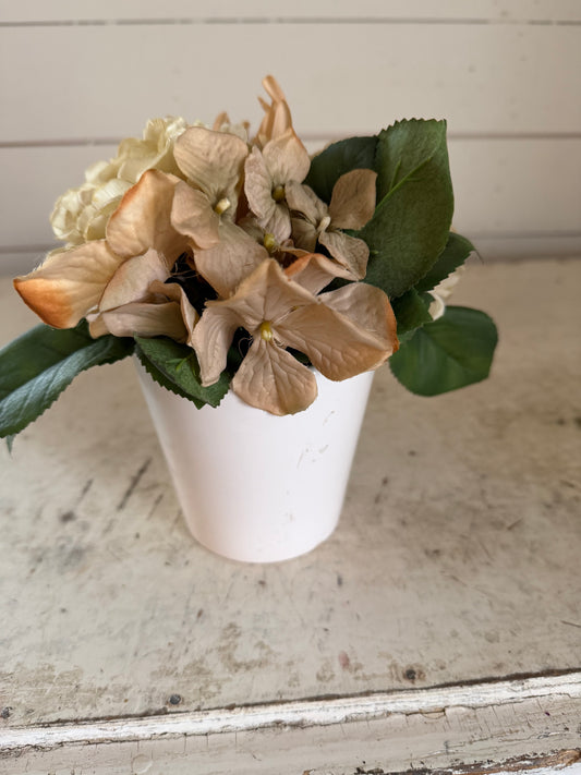 Faux hydrangea Potted Floral with  white pot