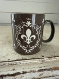 Brown Fleur De Lis mug