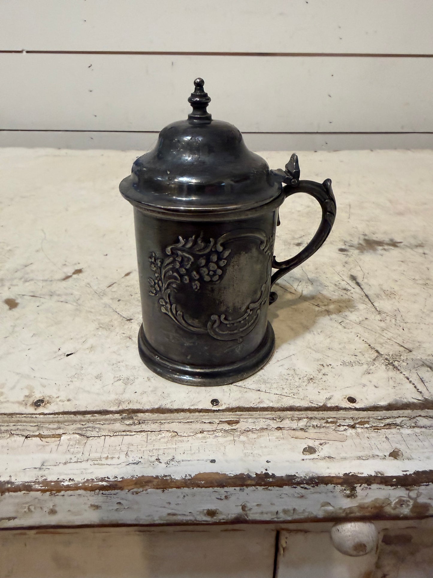 Antique Quadruple Silver Plate Mug (Lid is Included But Not Original)