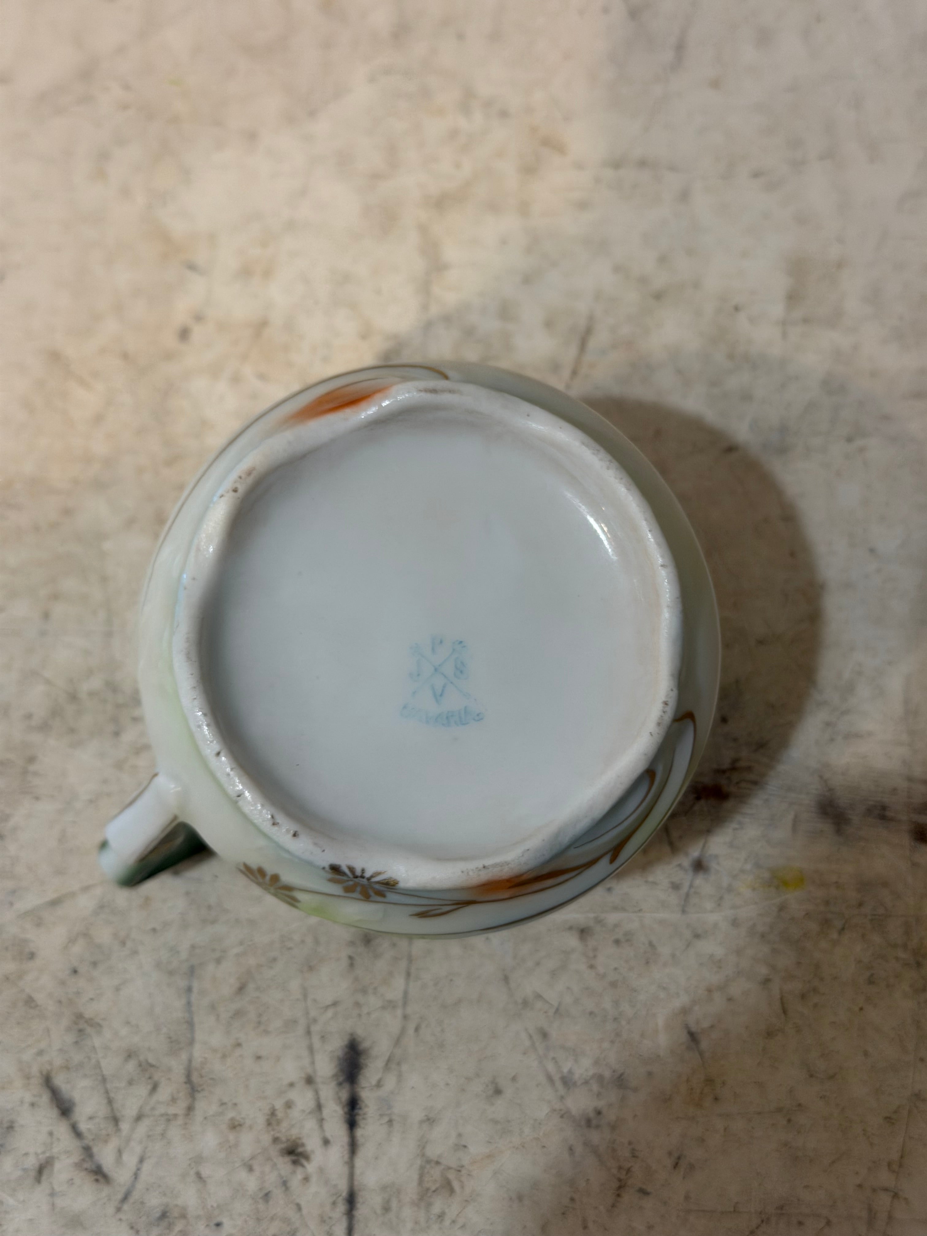 Antique Bavarian hand painted Floral Creamer