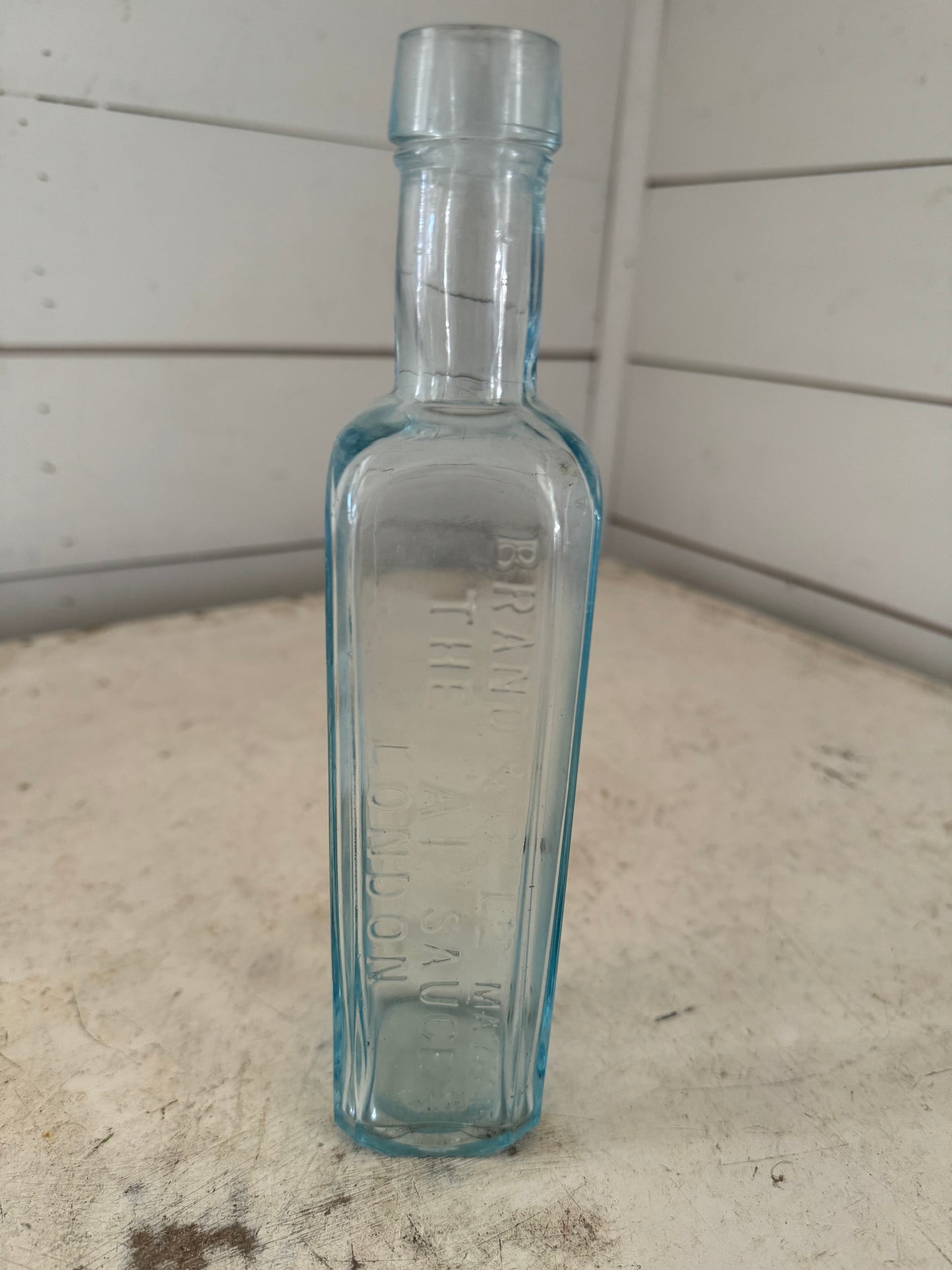 Vintage 1920’s The “A1” Sauce London Aqua Glass Bottle