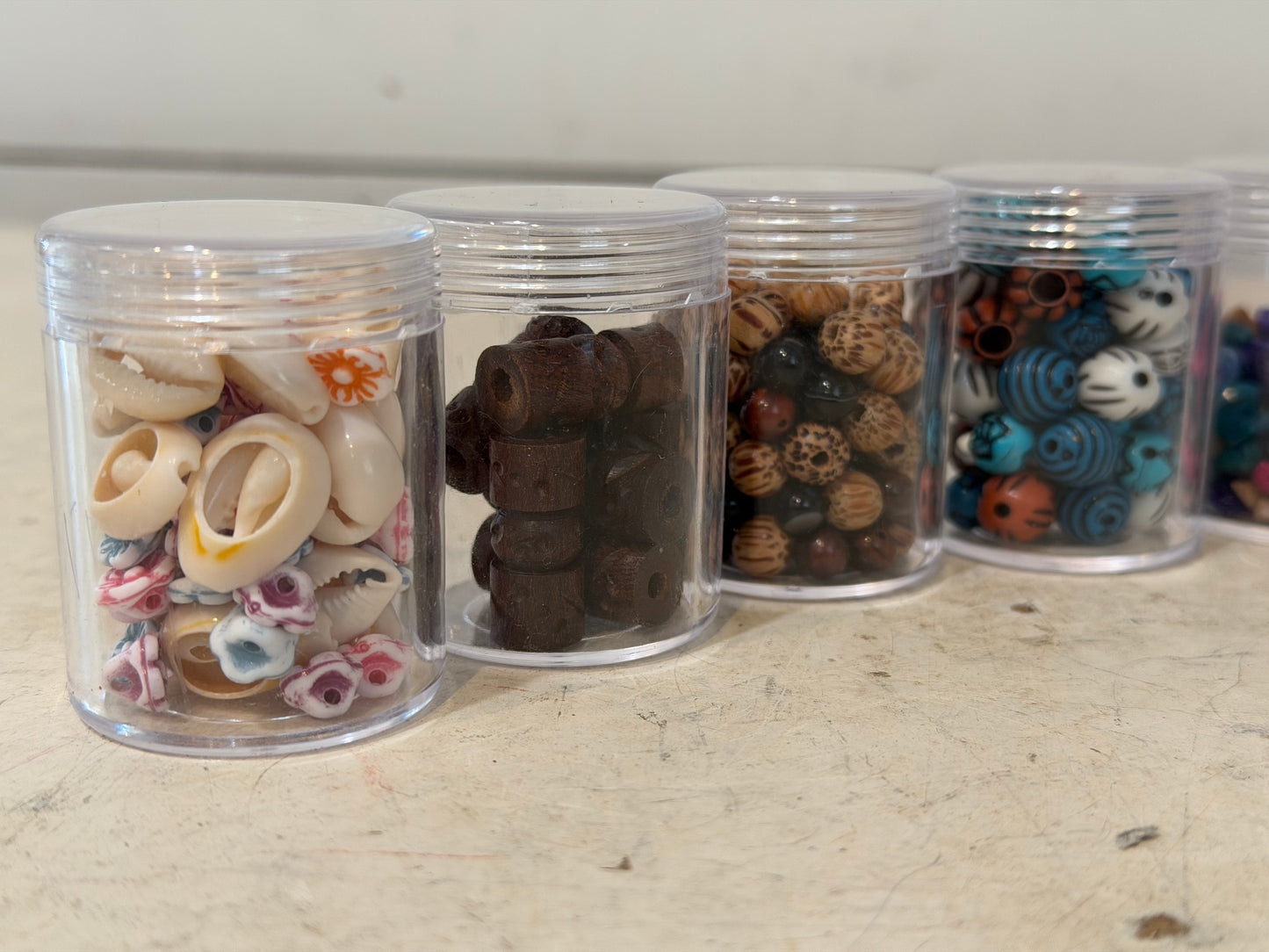 Assorted Beads For Jewlery in 12 Plastic Organizer Containers - Sold as a set