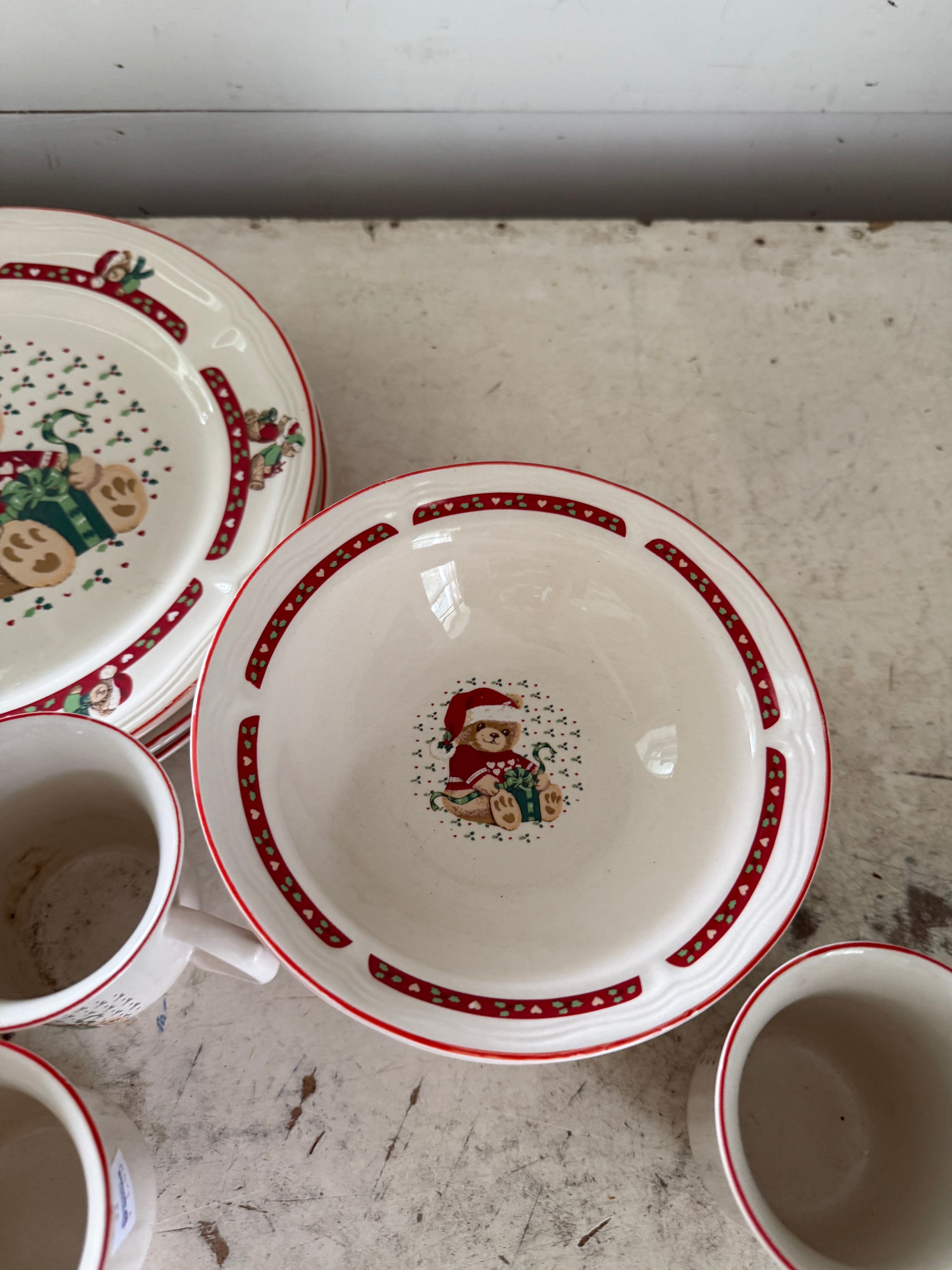 Tienshan's 1980s Theodore Bears Christmas Stoneware - sold individually