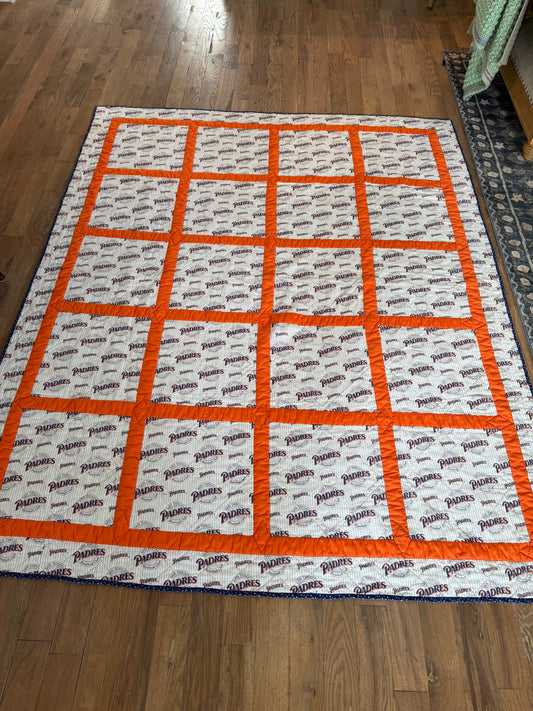 Hand Pieced Padres Blanket Twin