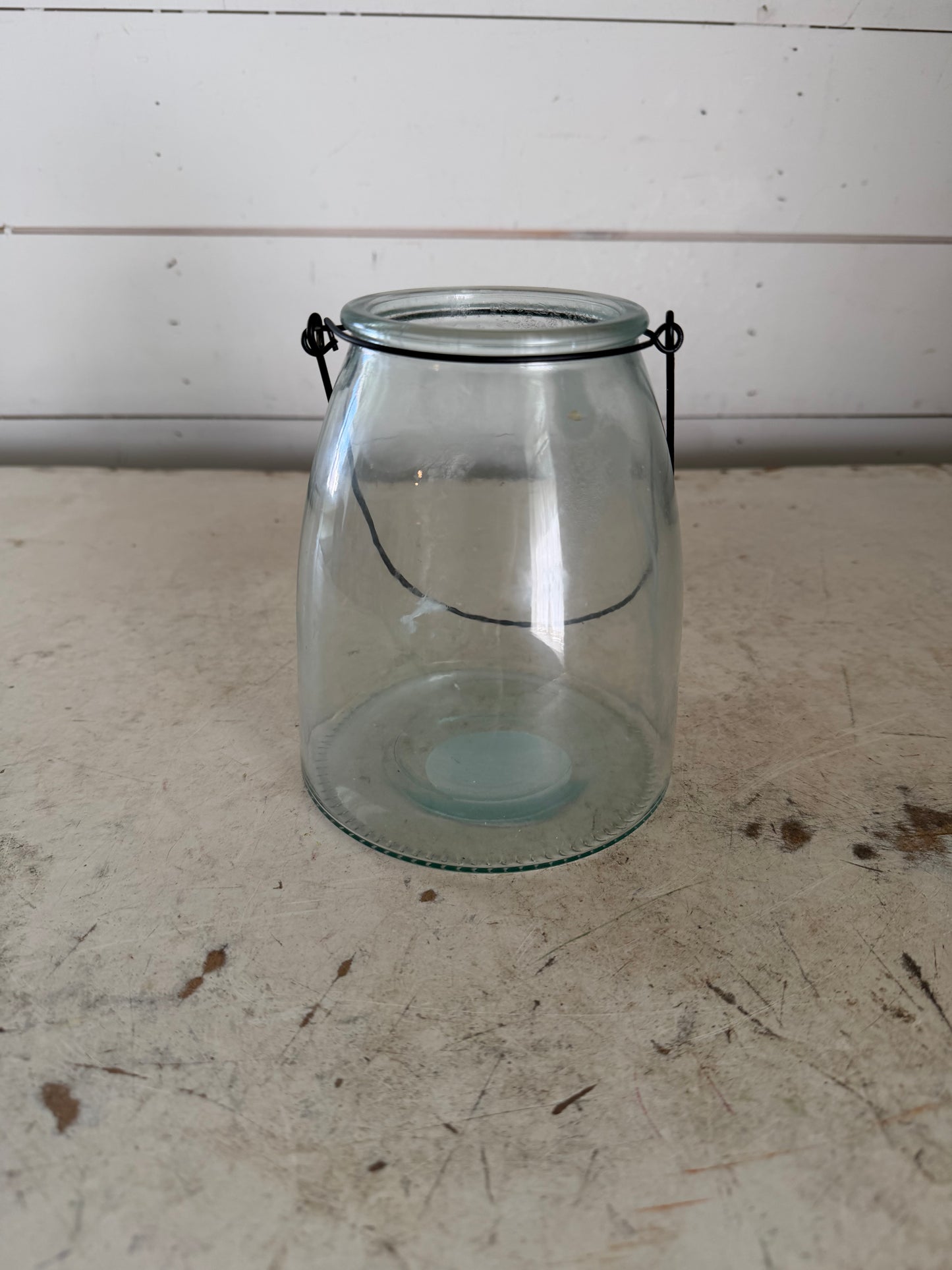 Farmhouse Style Clear Glass Lantern With Handle
