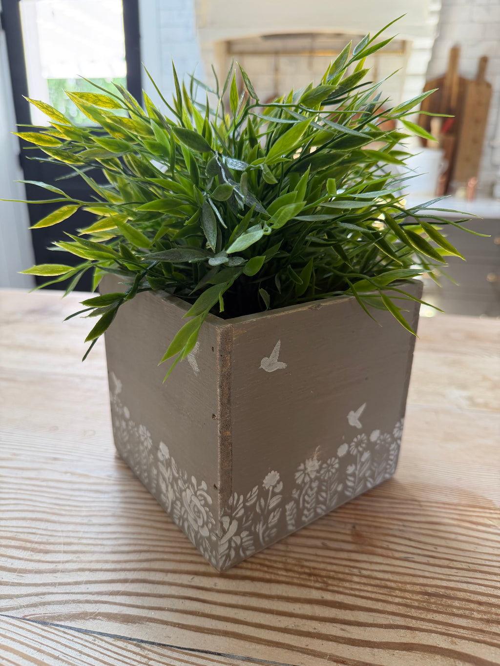 Hand Painted Floral Wood Box greenery not included