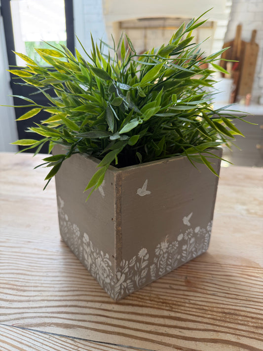 Hand Painted Floral Wood Box greenery not included