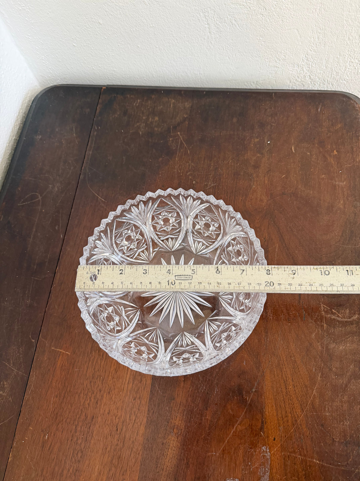 Vintage American Brilliant Period cut crystal glass bowl with Sawtooth Style Rim