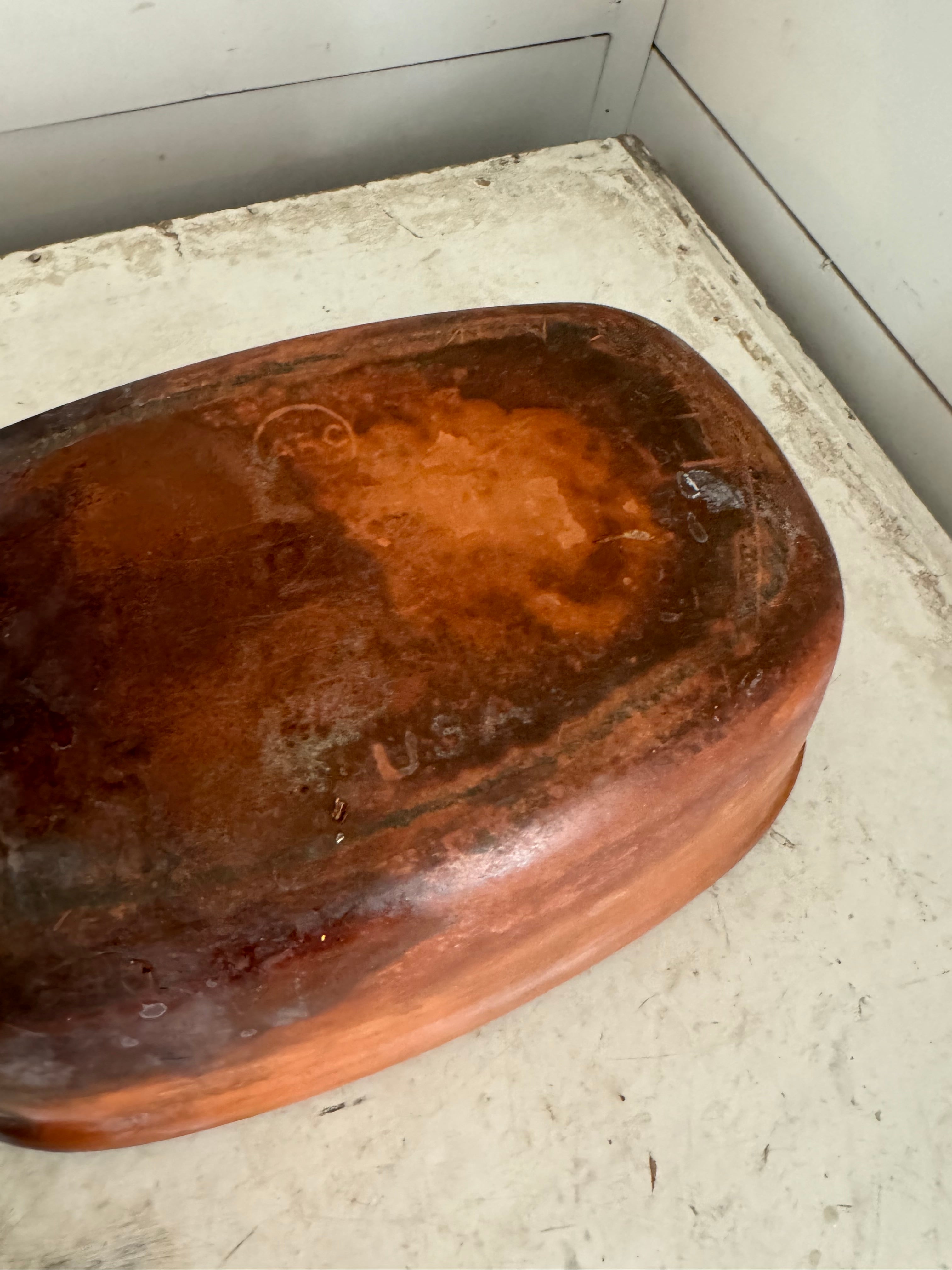ABC Terra Cotta Covered Casserole Dish Terracotta Dutch Oven Clay Cooking Roaster - has chip as shown