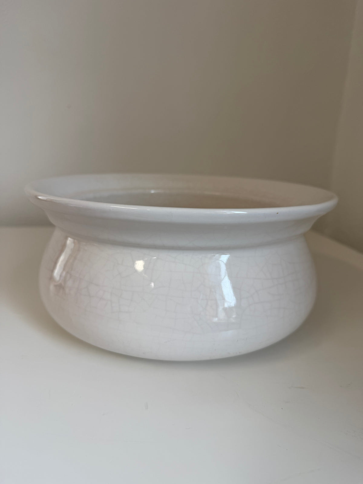 Vintage White Ceramic Chamber Pot