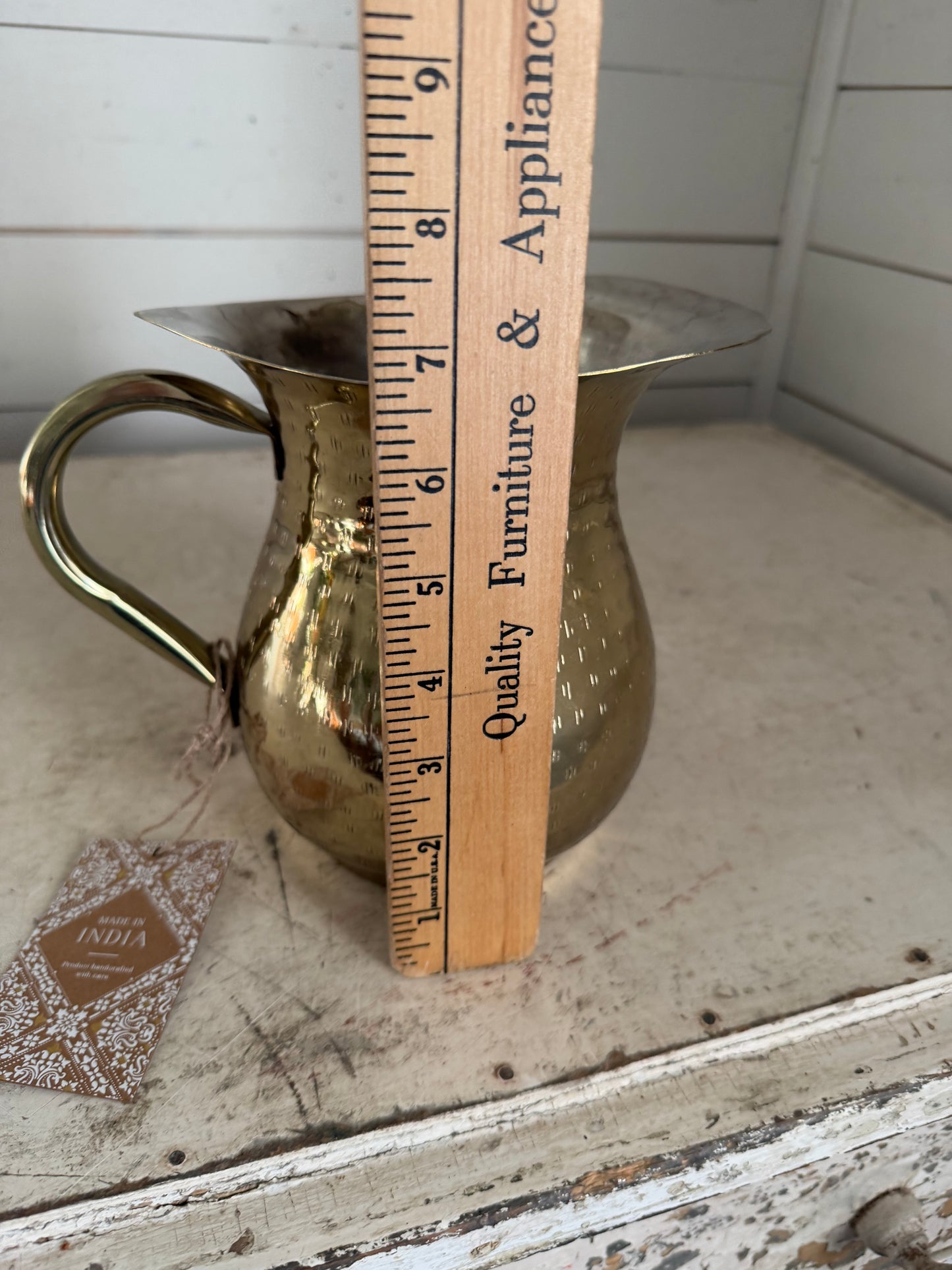 Hammered Metal Water Pitcher Gold Tone