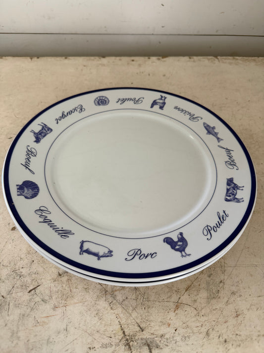 The‎ Cellar Whiteware French Blue Poulet 11.5” Dinner Plate Boeuf Escargot sold individually