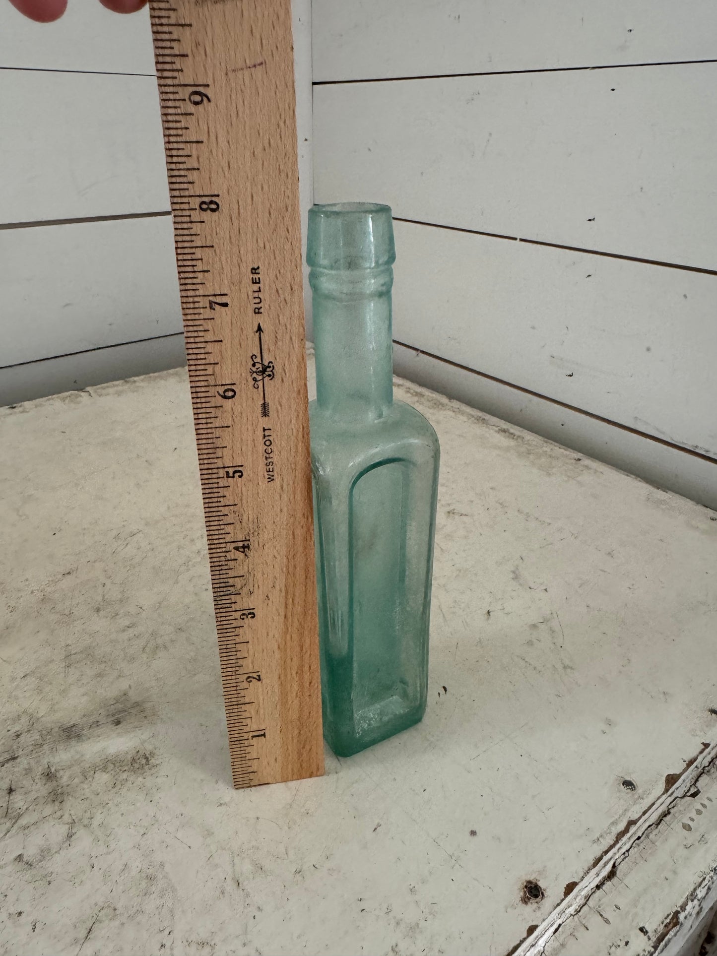 8” Antique Aqua Bottle