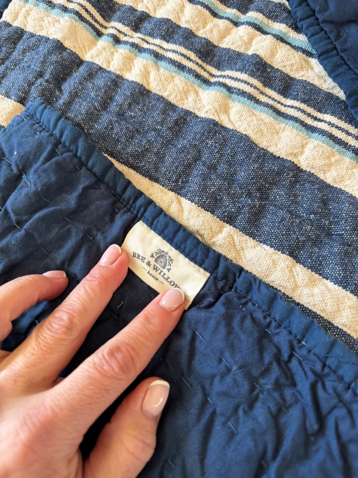 Striped Quilted Denim Quilt Full/Queen