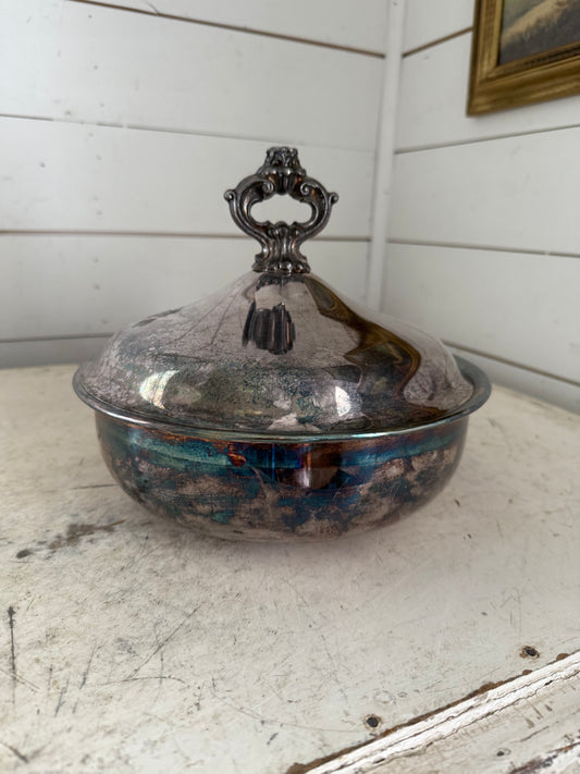 Silver Plate Round Server with Lid