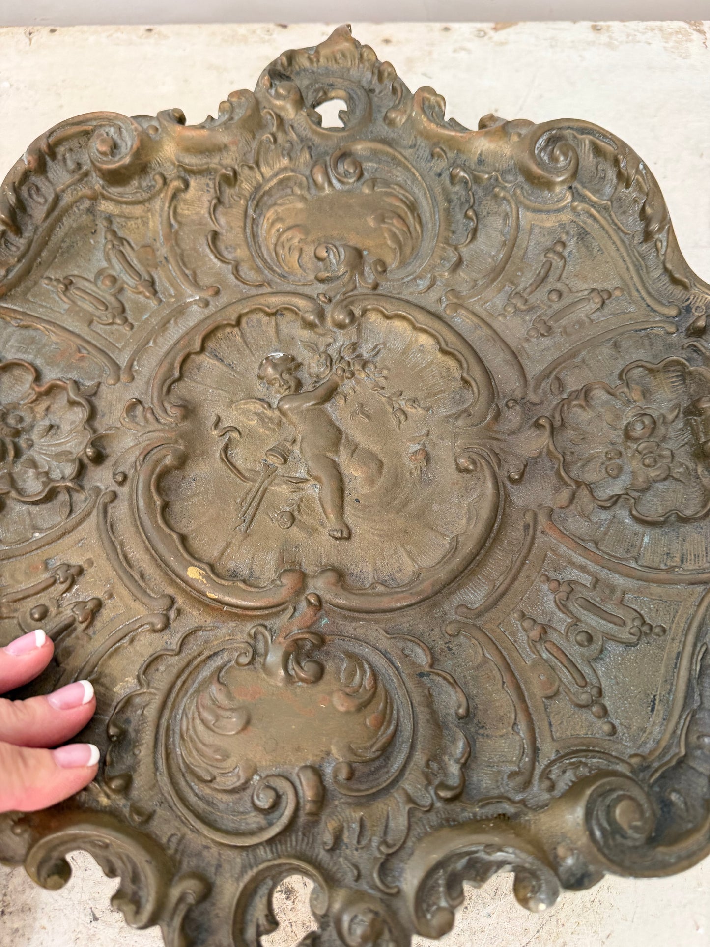 Neoclassical Style Bronze Cupid Dish