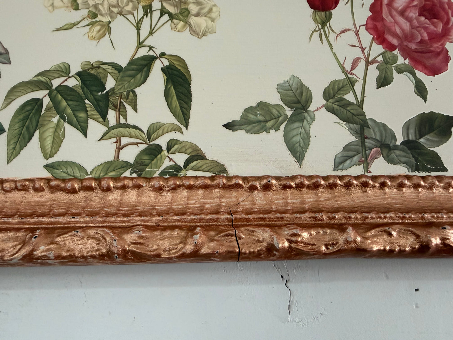 Rose Botanical Framed Art - frame is imperfect as is see photos
