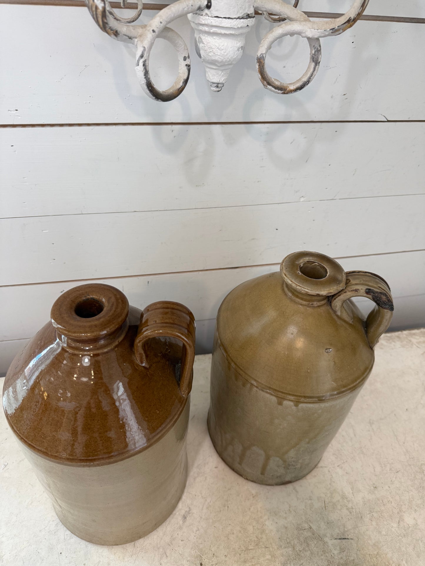 Large Antique Vintage English Stoneware Earthenwarw Flagon - sold individually