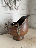 Victoria Copper Coal Skuttle with cast brass floral detail