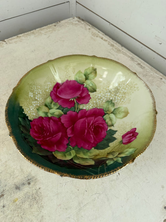 Vintage Hand Painted Roses Bowl