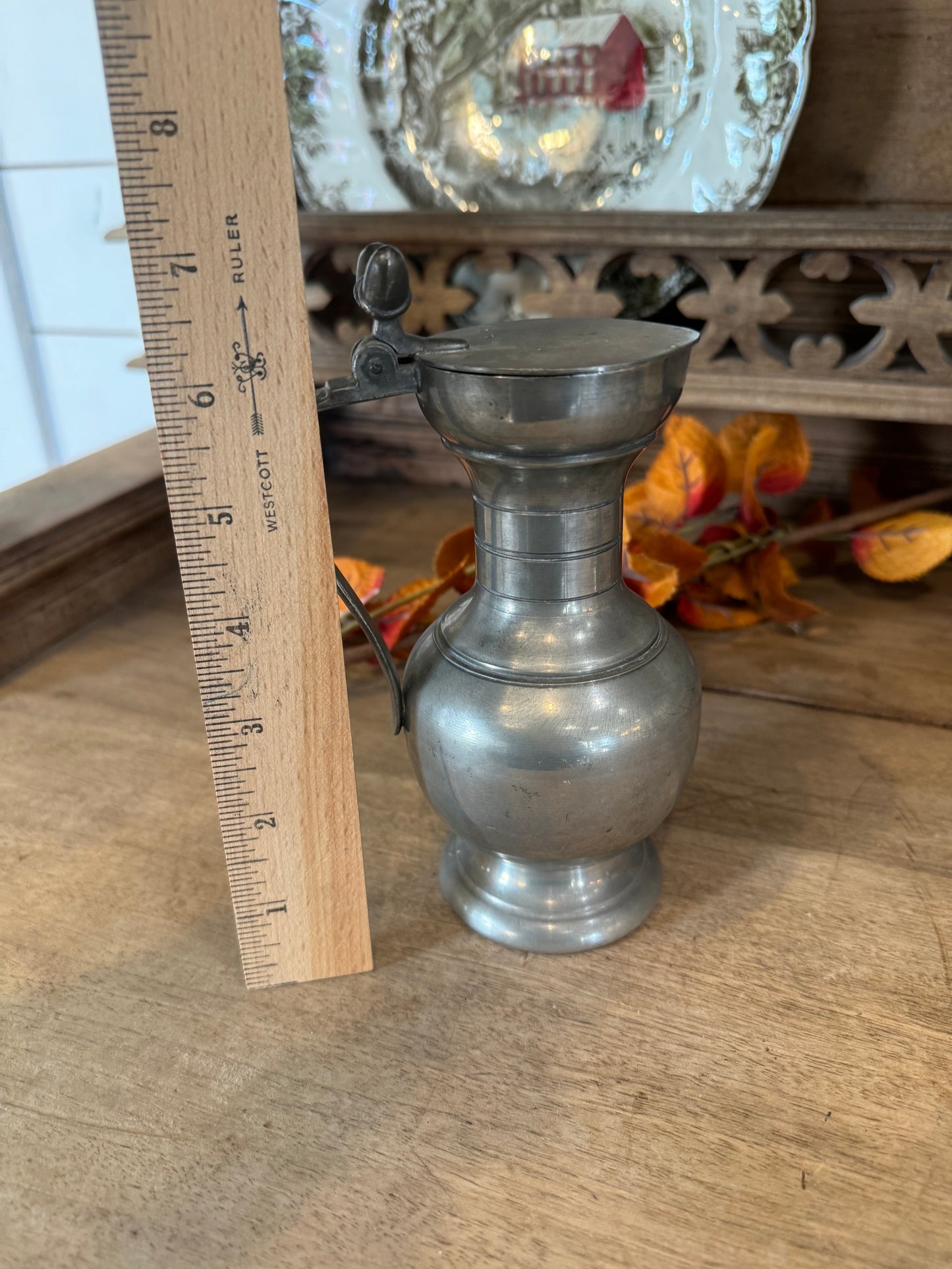 Antique Pewter Jug with Acorn Finial