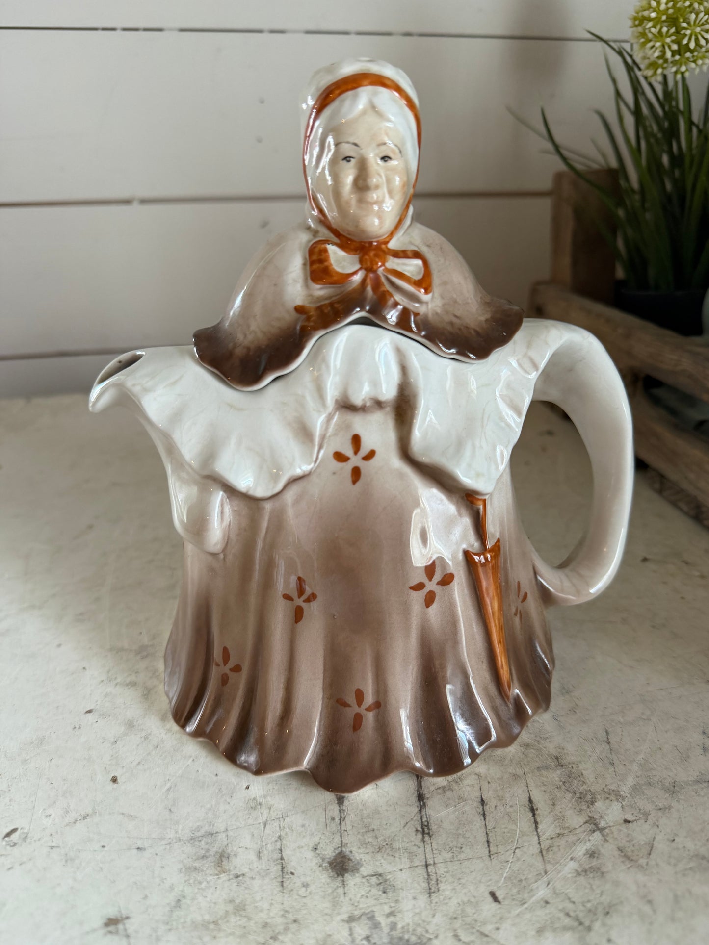 Antique Little Old Lady Teapot Staffordshire, England