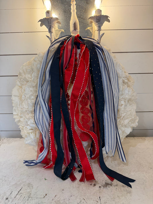 Coffee Filter Wreath with red white and blue 24”