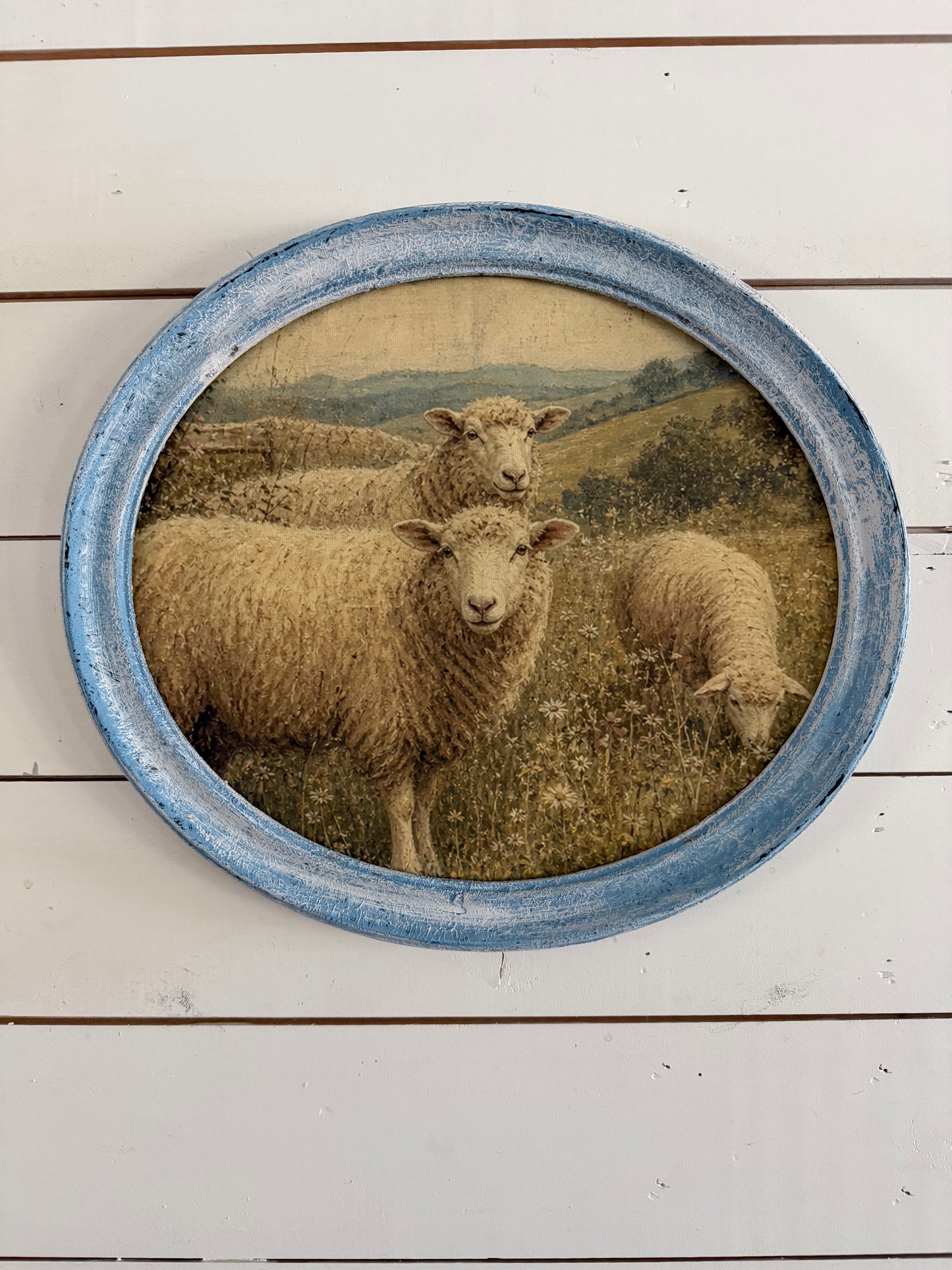 Vintage Oval Framed Sheep