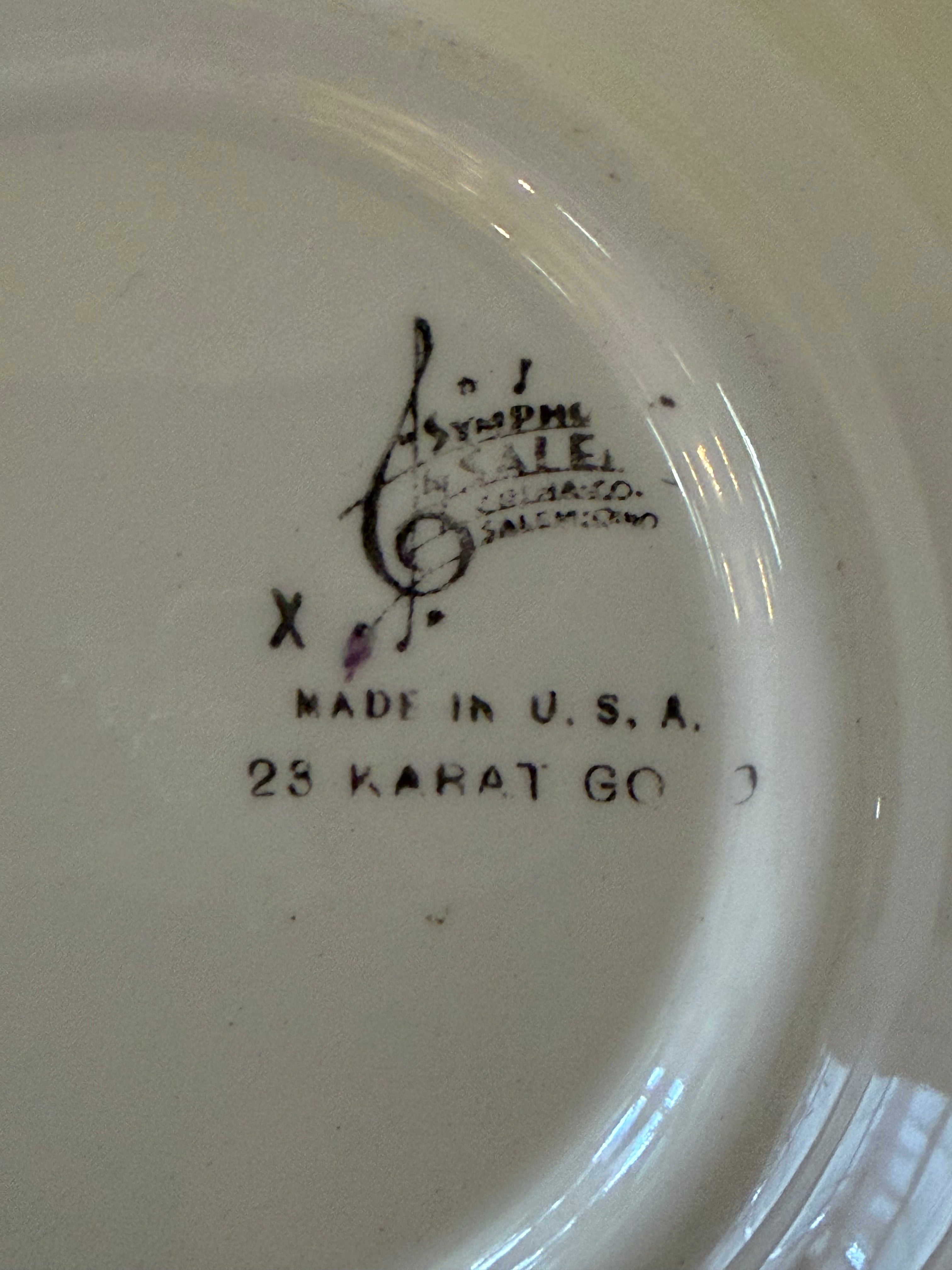 Salem China Co. bowl Symphony 23 Karat Gold Rim - SOLD INDIVIDUALLY