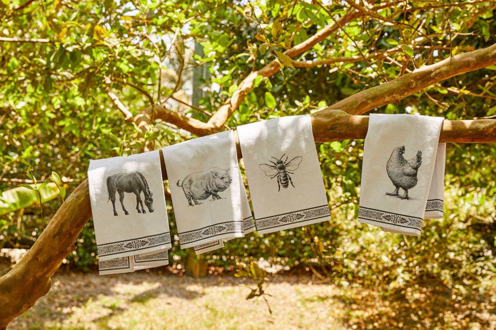 Black & White Emily Tea Towel On Hanger