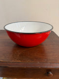 Vintage Style Large Red Enamelware Bowl Farmhouse Mixing/Serving Bowl 10”