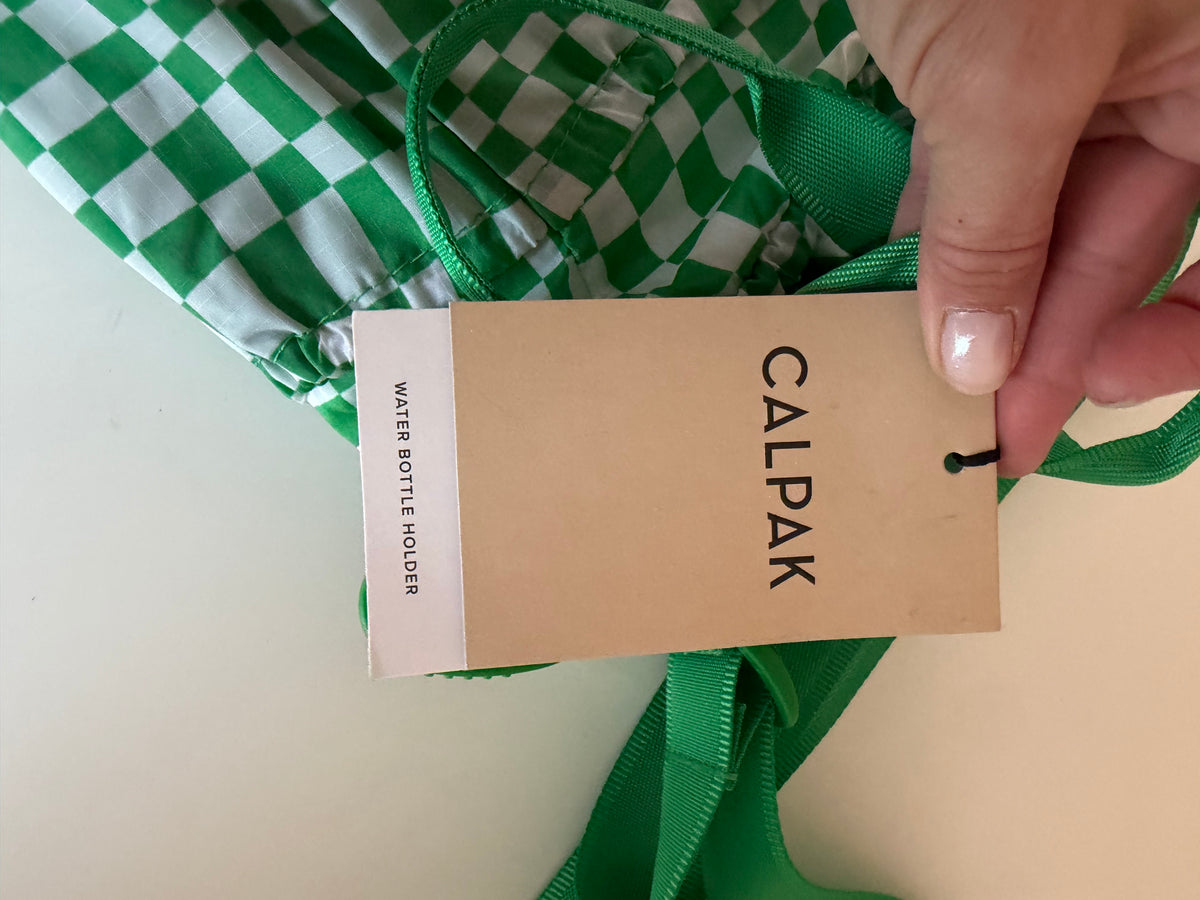 Calpak Water Bottle Holder Green & White NWT