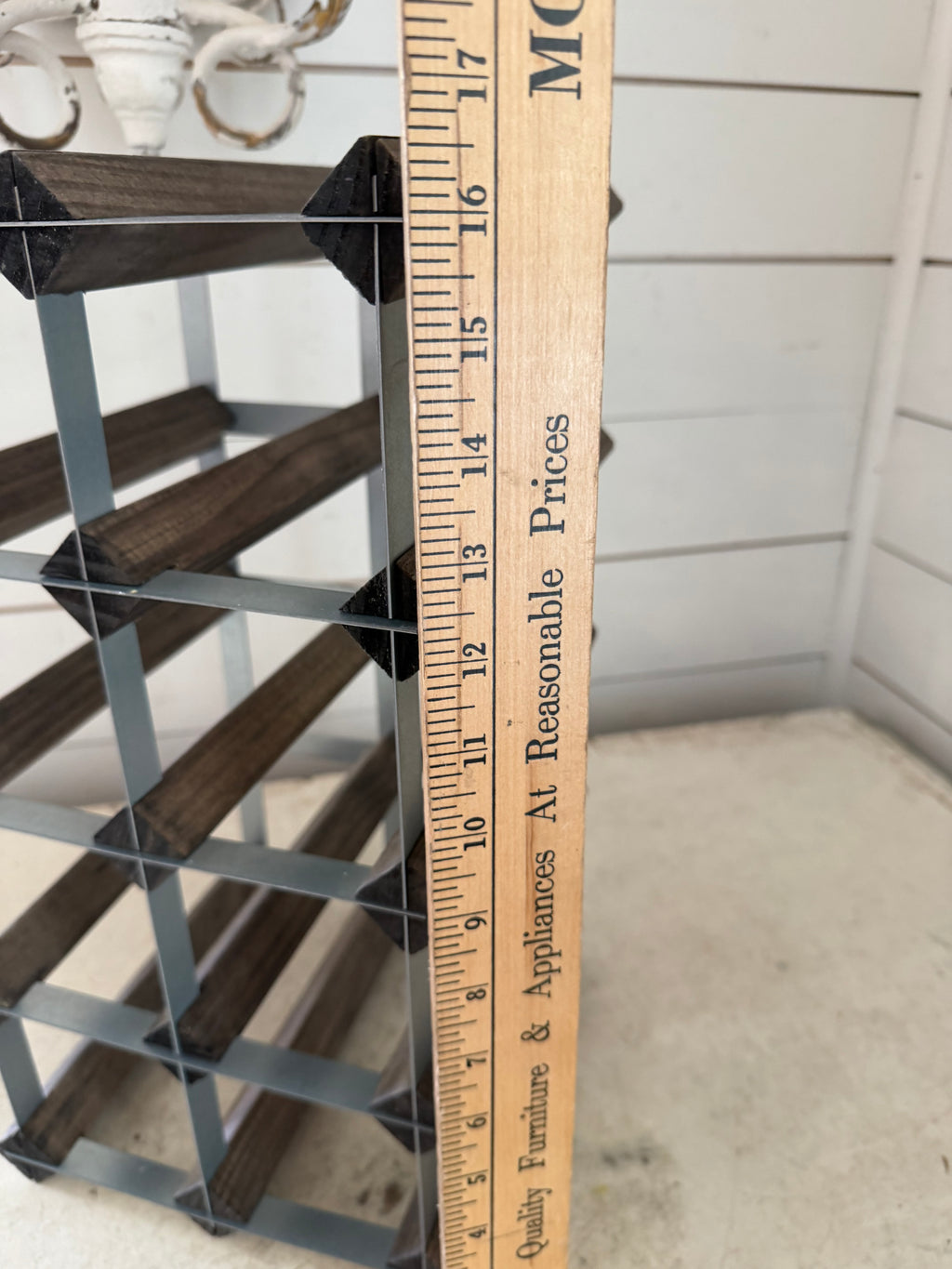 Vintage wooden metal wine rack